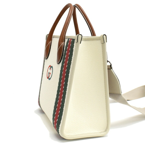 Gucci Shoulder Bag Interlocking GG Canvas Leather Natural Tricolor - Picture 2 of 9